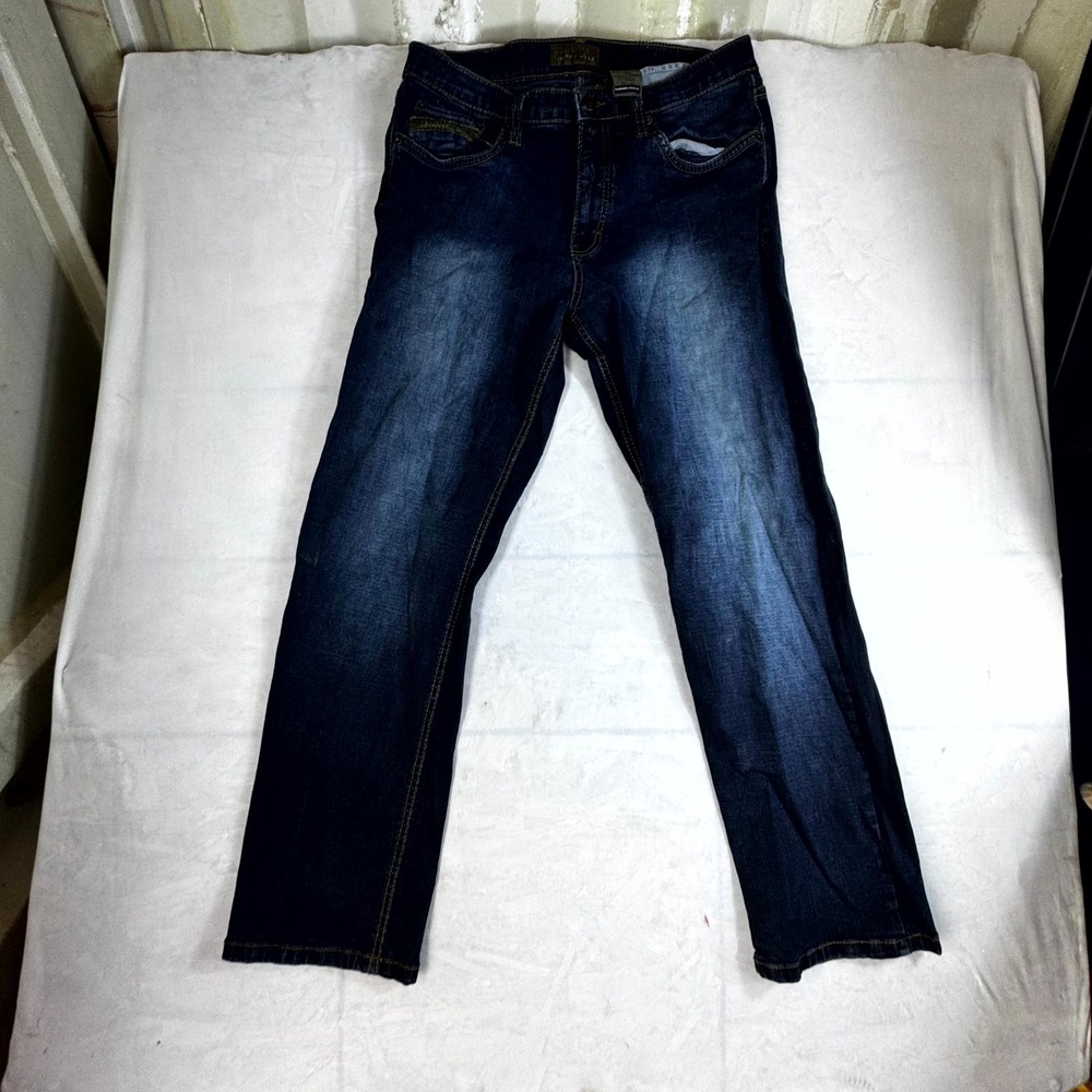 Urban Star Jeans Mens 34x30 Blue Denim Cotton Logo Stretch Relaxed Straight Leg